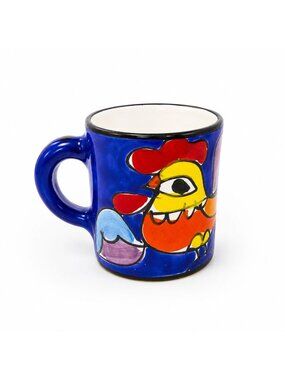 Large Pottery Coffee Mug Large Rooster Chicken La Musa Italian Hand Painted 12 o